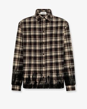 Laneus Cotton Blend Check Shirt - Black