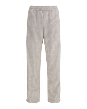 Gcds All-Over Logo Pinstripe Track Trousers Sandshell/Bone - Grey