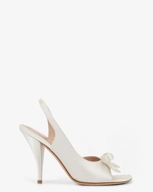 Dior Dior Dior Bow Satin Sandals With Logo Bow Detail - White