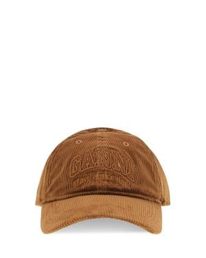 Ganni Corduroy Cap - Brown