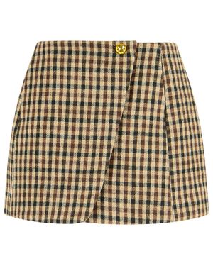 Ganni Wool Blend Skirt - Natural