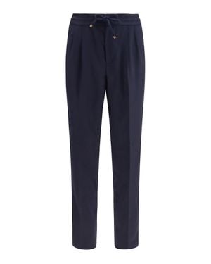 Brunello Cucinelli Virgin Wool Trousers - Blue