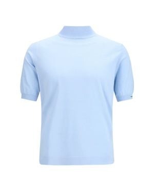 Prada Short-Sleeve Cotton Jumper Cielo - Blue