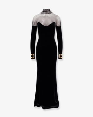 Elisabetta Franchi Carpet Velvet Long Dress - Black