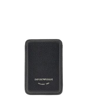 Emporio Armani Grained Leather Magnetic Card Holder - Black