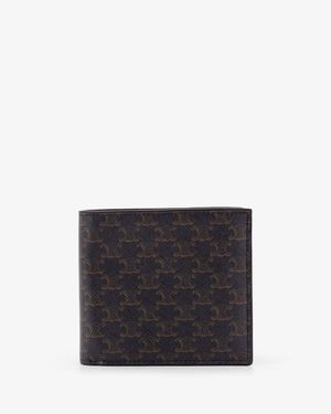 Celine Triomphe Coated Canvas And Leather Bifold Wallet - White