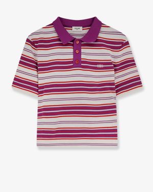 Celine Cotton Polo Shirt With Striped Pattern - Red