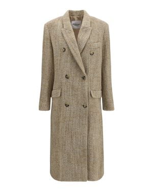 Isabel Marant Marant Etoile Pilda Herringbone Wool-Blend Coat - Natural