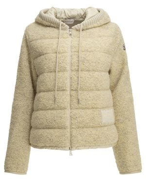 Moncler Teddy-Fabric Zip-Up Hoodie - Natural