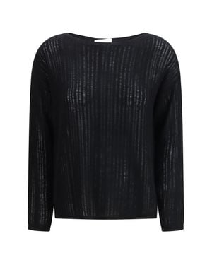 Allude Crew-Neck Rib-Knit Jumper - Black