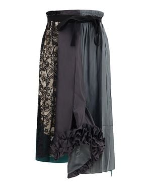 Prada Patchwork Midi Skirt With Panel Construction - Black