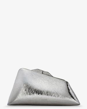 The Attico 8.30 Pm Laminated Leather Clutch Bag With Logo Engraved On The Bottom - White