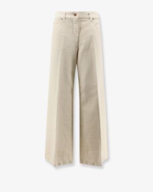 Aspesi Denim Trousers With Back Logo Patch - Natural