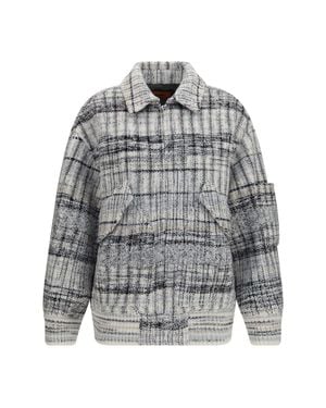 Missoni Oversized Check Wool-Blend Bomber Jacket - Grey