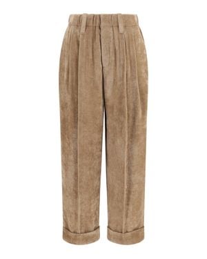 Brunello Cucinelli Corduroy Tailored Trousers - Natural
