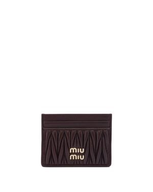 Miu Miu Matelassé Nappa Leather Card Holders - White