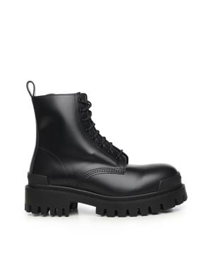 Balenciaga "Strike" Leather Ankle Boots - Black