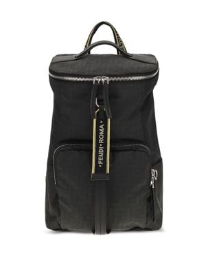 Fendi Tourist Ff Logo Jacquard Backpack Nero - Black