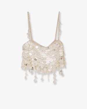 retroféte Eudora Top With Macro-Sequins - White