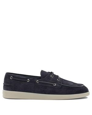 Prada Suede Lace-Up Loafers - Blue