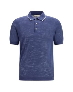 Brooksfield Polo Shirt Linen Blend - Blue