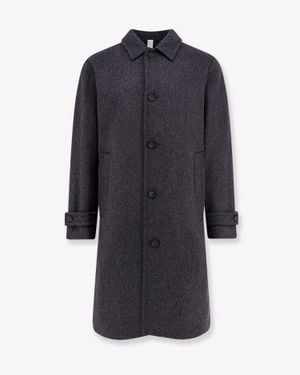 Hevò Loconia Single-Breasted Wool Blend Coat - Blue