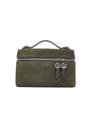Tory Burch Romy Slim Top Handle Suede Bag - Green