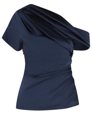 Jonathan Simkhai Acetate Blend One-Shoulder Top - Blue