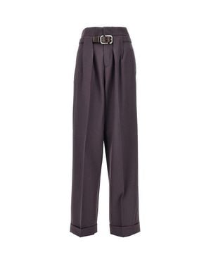 The Attico Gabardine Trousers With Belt - Purple