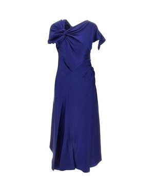 Victoria Beckham Crepe Back Satin Asymmetrical Midi Dress - Blue