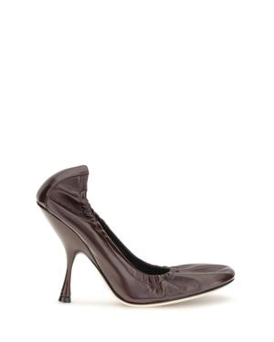 Phoebe Philo Pucker Leather Court Shoes Oxblood - White
