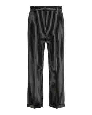 Tom Ford Striped Wool And Cotton Pant - Black