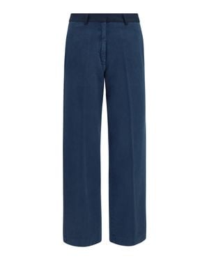 forte_forte Cotton Chino Trousers Notte - Blue
