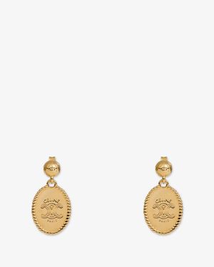 Celine Brass Earrings With Finish - Metallic
