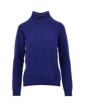 Jil Sander Split Collar Wool Jumper - Blue