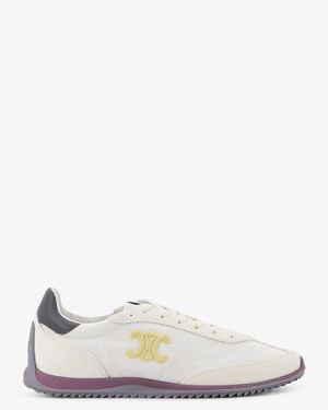 Celine Racer Nylon And Suede Trainers - White