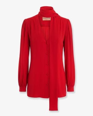 Valentino Silk Shirt With Bow - Red