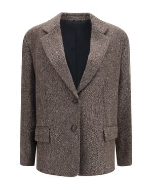 Brunello Cucinelli Single-Breasted Virgin Wool Blend Jacket - Grey