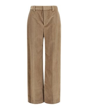 Brunello Cucinelli Cotton Velvet Trousers - Natural