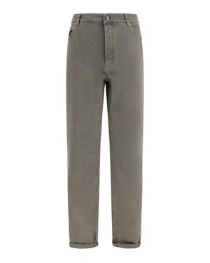 Brunello Cucinelli Jeans With Turn-Up Hem - Grey