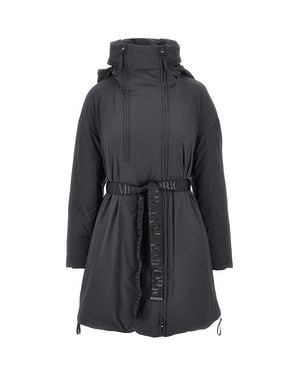 Emporio Armani Down Parka Coat With Belt - Black