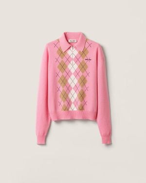 Miu Miu Cashmere Polo Shirt - Pink