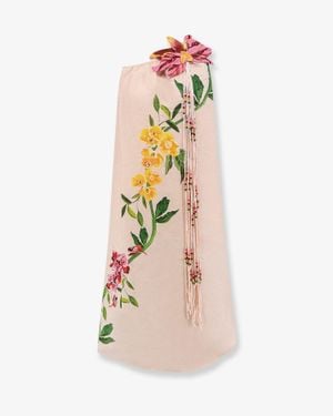 FARM Rio Dress One-Shoulder Linen - Pink