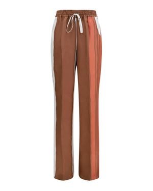 Kiton Striped Silk Trousers - Brown