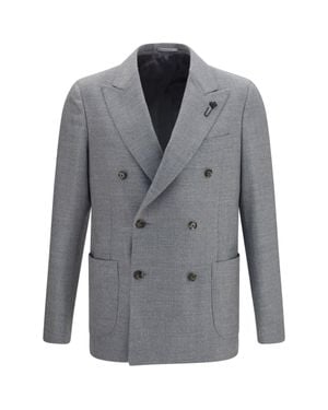 Lardini Double-Breasted Wool-Blend Jacket - Gray