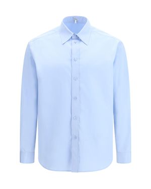 Loewe Classic Cotton Shirt With Embroidered Anagram Logo - Blue