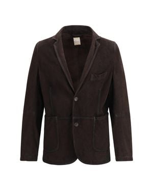 D'Amico Jacket Single-Breasted Suede - Black