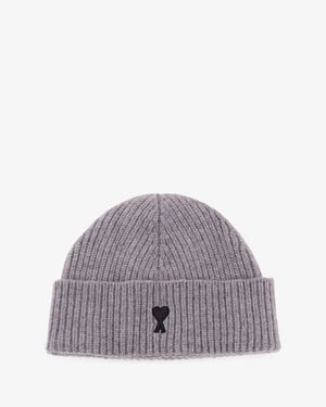Ami Paris Wool Beanie Hat - Purple