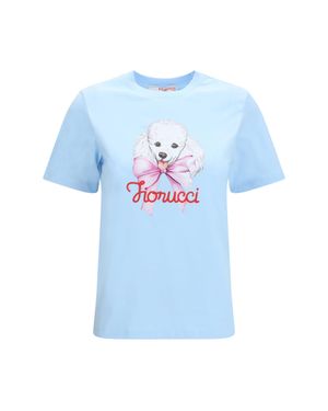 Fiorucci Regular Poodle-Logo T-Shirt Light - Blue