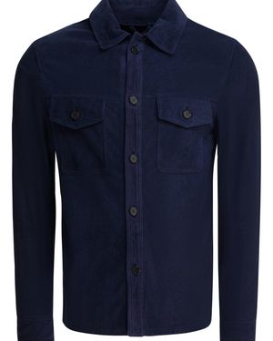 Altum Suede Overshirt Jacket - Blue